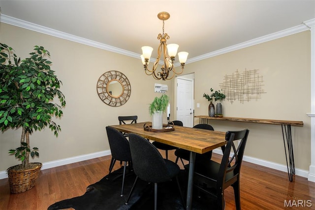 1730 Blakefield Ter, Manchester, MO 63021 - dining room with a chandelier, crown molding, and dark wood-style floors
