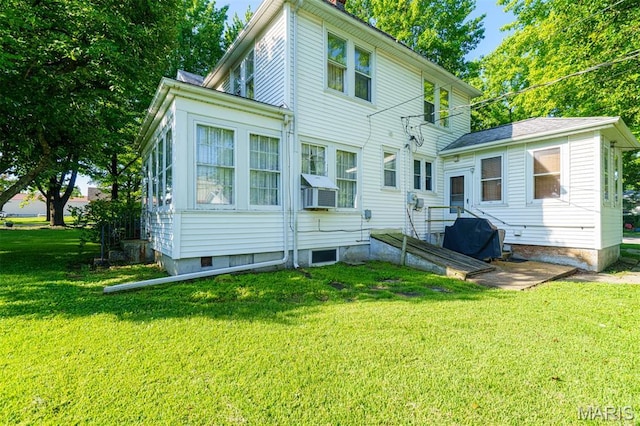 131 W James Blvd, St James, MO 65559 - rear view of property with a lawn, a chimney, and cooling unit