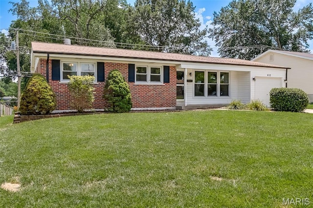 412 Elmwood Dr, Saint Charles, MO 63301 - single story home with a garage, a front yard, and brick siding