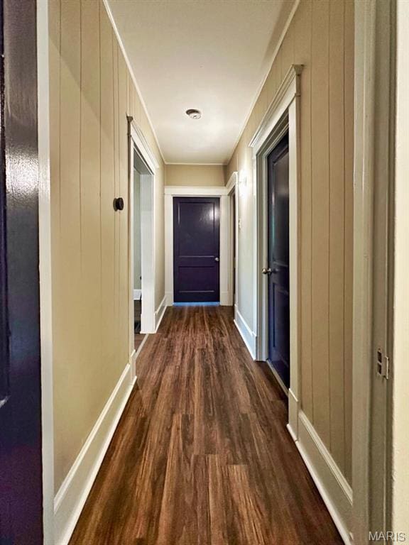 1604 Quendo Ave, Saint Louis, MO 63130 - corridor featuring dark wood finished floors and ornamental molding