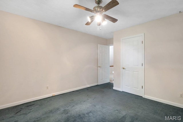127 Hilltop Trl, Eureka, MO 63025 - unfurnished room featuring a ceiling fan and dark carpet