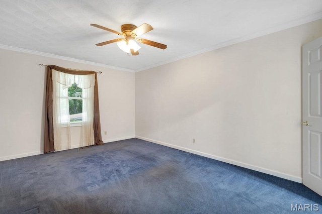 127 Hilltop Trl, Eureka, MO 63025 - unfurnished room featuring ceiling fan, dark carpet, and ornamental molding