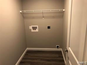 1158 Marathon Dr, Foristell, MO 63348 - laundry room featuring hookup for a washing machine, wood finished floors, and hookup for an electric dryer
