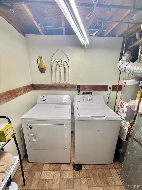 2284 Sunnyridge Dr, Arnold, MO 63010 - washroom with washing machine and dryer and water heater