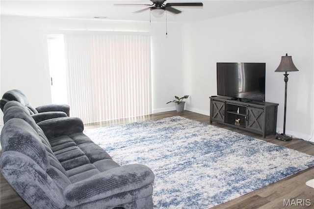 761 Sugar Glen Dr Unit 5, Saint Peters, MO 63376 - living room with ceiling fan and wood finished floors