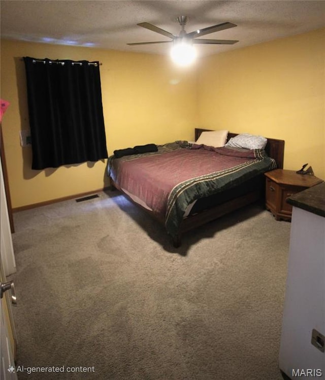 2890 Tommy Dr, Arnold, MO 63010 - bedroom with carpet flooring, a textured ceiling, and ceiling fan