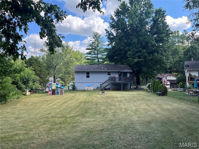 2890 Tommy Dr, Arnold, MO 63010 - view of yard featuring a deck and stairway