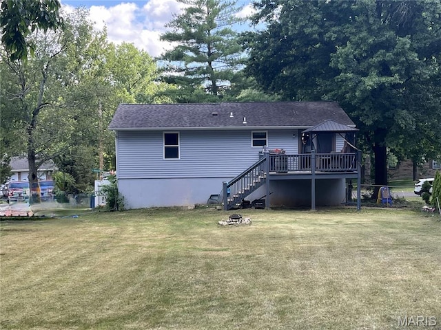 2890 Tommy Dr, Arnold, MO 63010 - rear view of house with a deck, a gazebo, a yard, and stairs