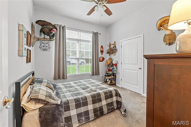 9882 W Vista Dr, Hillsboro, MO 63050 - carpeted bedroom with a ceiling fan