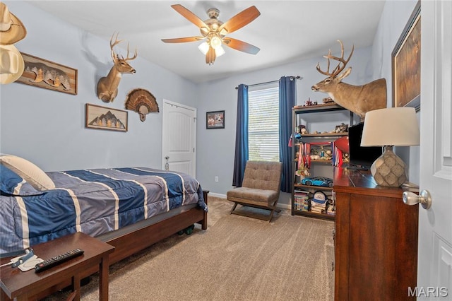 9882 W Vista Dr, Hillsboro, MO 63050 - bedroom with carpet and ceiling fan