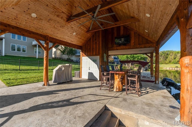 9882 W Vista Dr, Hillsboro, MO 63050 - view of patio / terrace featuring a ceiling fan and grilling area