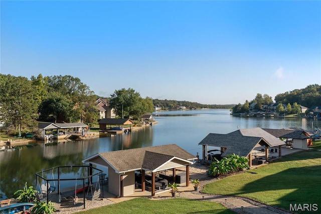 9882 W Vista Dr, Hillsboro, MO 63050 - dock area featuring a water view and a yard