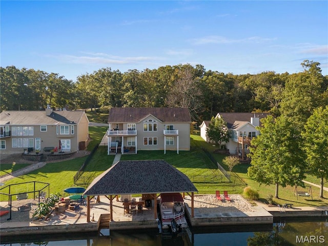 9882 W Vista Dr, Hillsboro, MO 63050 - dock featuring a lawn and boat lift