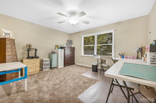 16517 Lancaster Estates Dr, Grover, MO 63040 - home office featuring a ceiling fan and carpet floors