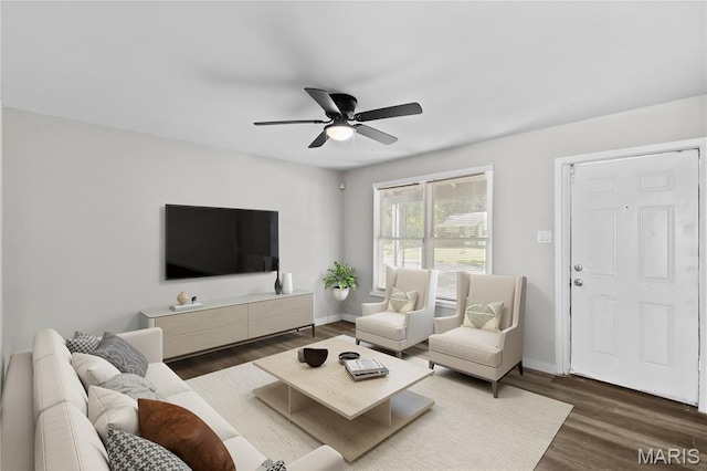 10411 Royal Dr, Saint Louis, MO 63136 - living area featuring ceiling fan and wood finished floors