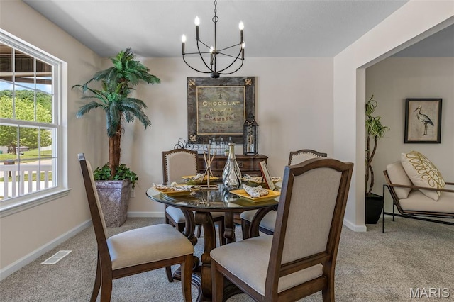 1917 Magnolia Way, Pevely, MO 63070 - dining room featuring carpet floors, a chandelier, and healthy amount of natural light