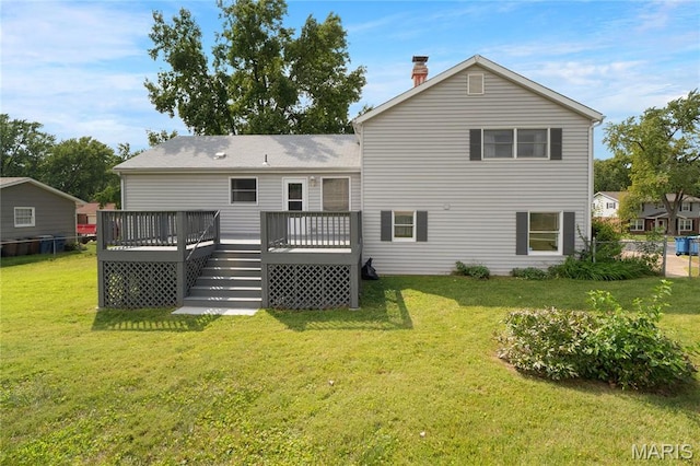 2516 Westminister Dr, Saint Charles, MO 63301 - rear view of house with a wooden deck