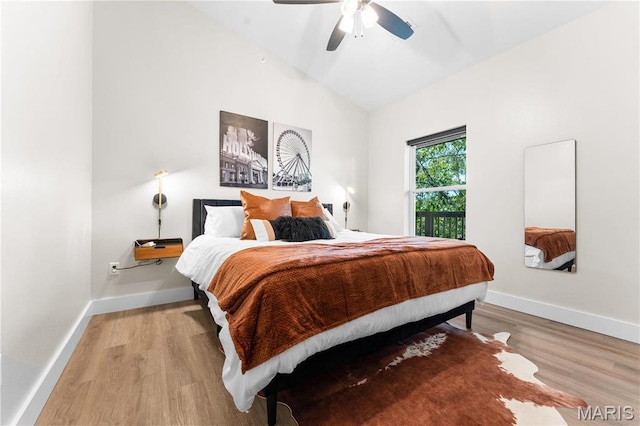 68 Meg Marie Ln Unit B, Branson, MO 65616 - bedroom with wood finished floors, lofted ceiling, and ceiling fan