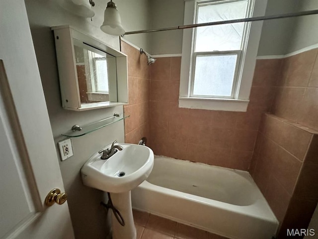6624 Bartmer Ave, University City, MO 63130 - bathroom with shower / washtub combination and tile patterned flooring