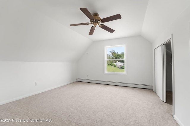 20337 State Route 171, Susquehanna, PA 18847 - bonus room featuring a baseboard heating unit, light colored carpet, lofted ceiling, and ceiling fan