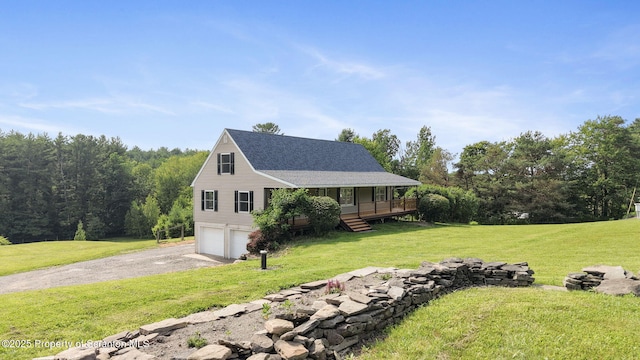 20337 State Route 171, Susquehanna, PA 18847 - view of side of home featuring an attached garage, a lawn, a shingled roof, and a porch