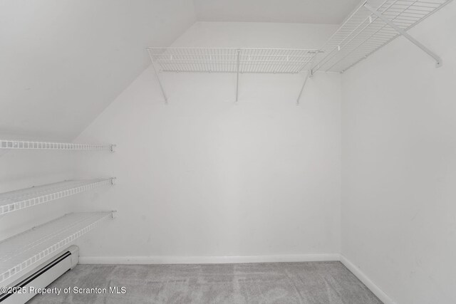 20337 State Route 171, Susquehanna, PA 18847 - spacious closet with a baseboard radiator, light colored carpet, and vaulted ceiling