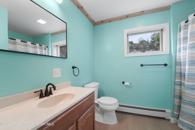 20337 State Route 171, Susquehanna, PA 18847 - bathroom with a baseboard radiator, wood finished floors, and vanity