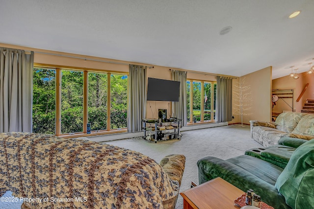 1742 State Route 848, New Milford, PA 18834 - living area featuring carpet, plenty of natural light, and stairs