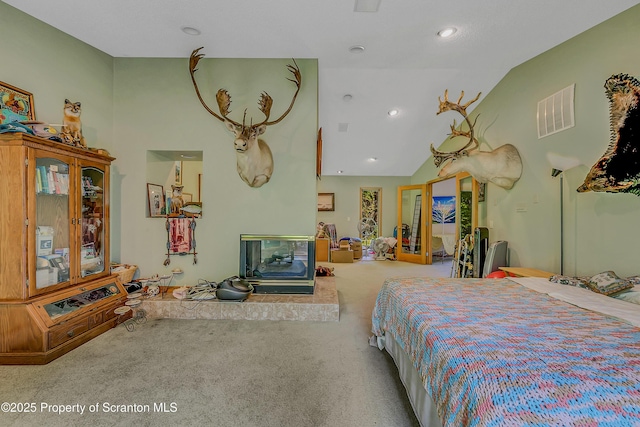 1742 State Route 848, New Milford, PA 18834 - bedroom with vaulted ceiling, carpet floors, and recessed lighting