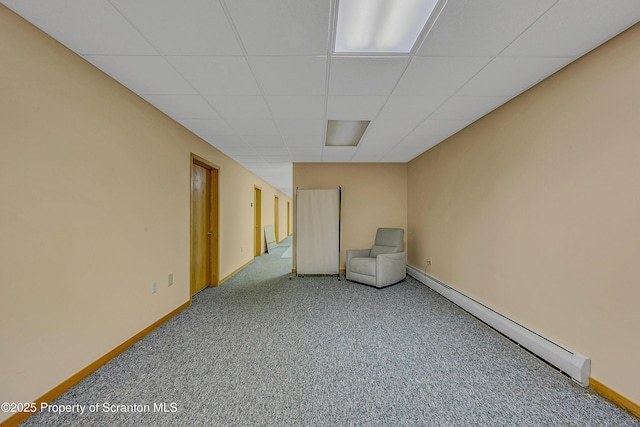 1742 State Route 848, New Milford, PA 18834 - unfurnished room featuring a baseboard radiator, carpet, and a paneled ceiling