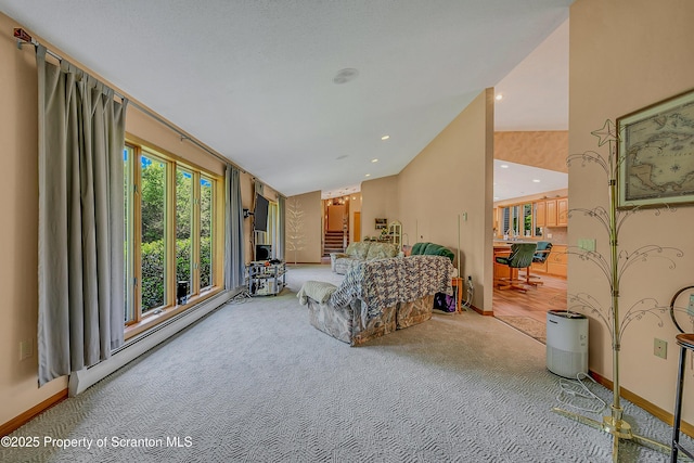 1742 State Route 848, New Milford, PA 18834 - carpeted living room with recessed lighting and a baseboard radiator
