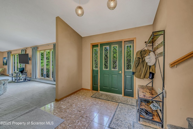 1742 State Route 848, New Milford, PA 18834 - tiled entryway with a baseboard radiator and lofted ceiling