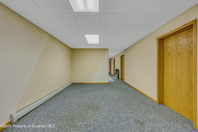 1742 State Route 848, New Milford, PA 18834 - finished below grade area with baseboard heating, carpet flooring, and a drop ceiling