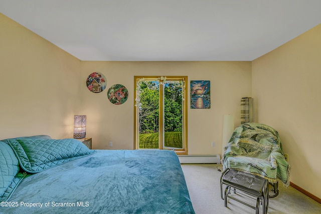 1742 State Route 848, New Milford, PA 18834 - carpeted bedroom with a baseboard heating unit and baseboards
