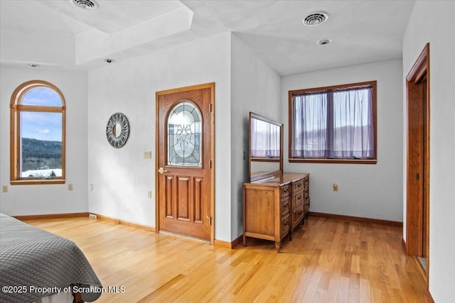 interior space with light hardwood / wood-style floors