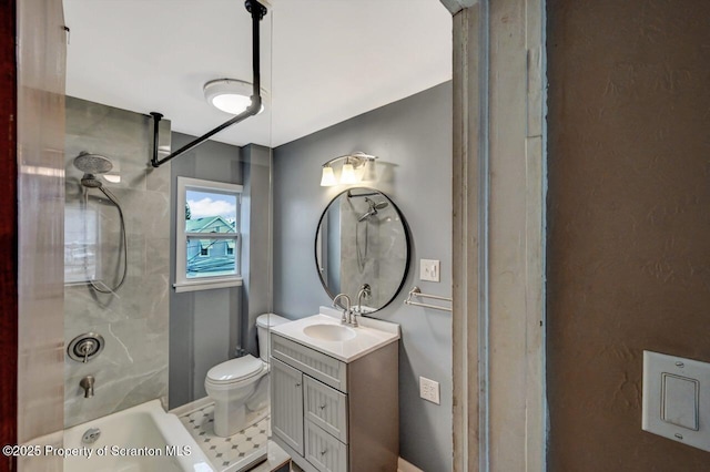 full bathroom featuring toilet, vanity, and shower / bathtub combination