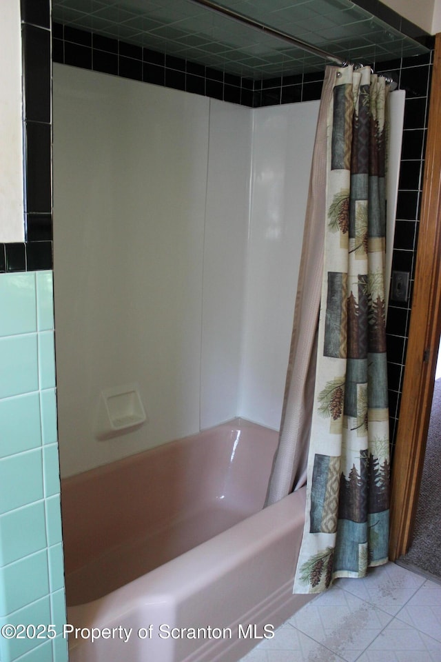 205 Orchard St, Old Forge, PA 18518 - bathroom with shower / bathtub combination with curtain