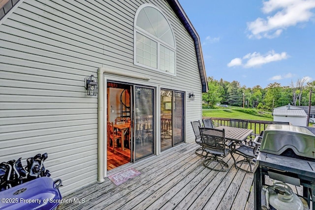 482 Lakeview Dr, Kingsley, PA 18826 - wooden deck featuring outdoor dining space
