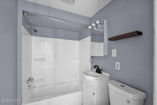 full bathroom with vanity, toilet, and shower / bathtub combination