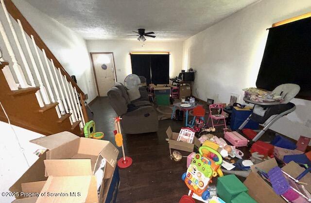 225 Taft St, Hanover Twp, PA 18706 - living area with a ceiling fan and stairway