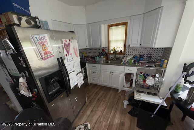 225 Taft St, Hanover Twp, PA 18706 - kitchen featuring white cabinets, wood finished floors, and fridge with ice dispenser