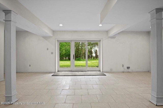 441 Hidden Lake Dr, East Stroudsburg, PA 18302 - spare room featuring decorative columns and recessed lighting