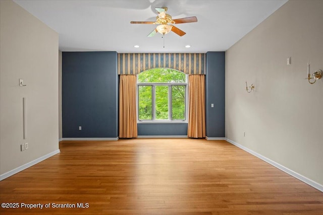 441 Hidden Lake Dr, East Stroudsburg, PA 18302 - empty room featuring ceiling fan, wood finished floors, and recessed lighting