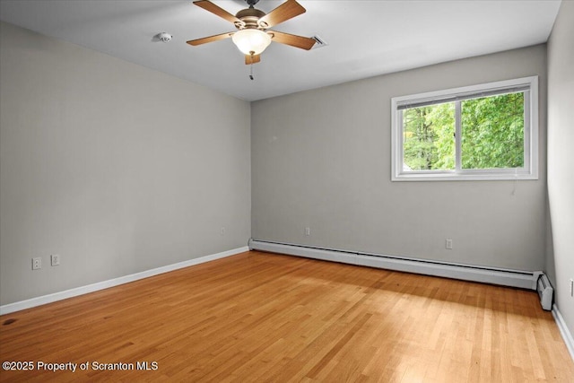 441 Hidden Lake Dr, East Stroudsburg, PA 18302 - spare room with a baseboard radiator, wood finished floors, a ceiling fan, and a smoke detector