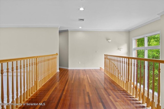 441 Hidden Lake Dr, East Stroudsburg, PA 18302 - hall featuring wood finished floors, crown molding, and recessed lighting