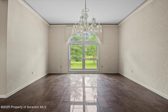 441 Hidden Lake Dr, East Stroudsburg, PA 18302 - empty room with a chandelier and crown molding