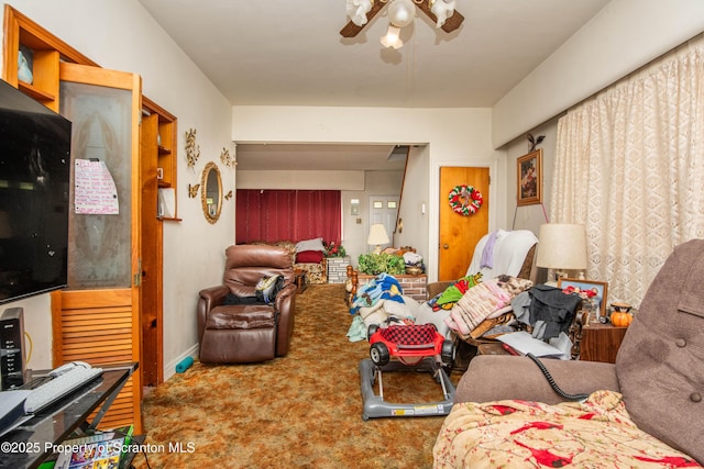 1010 Wood St, Old Forge, PA 18518 - carpeted living area with ceiling fan