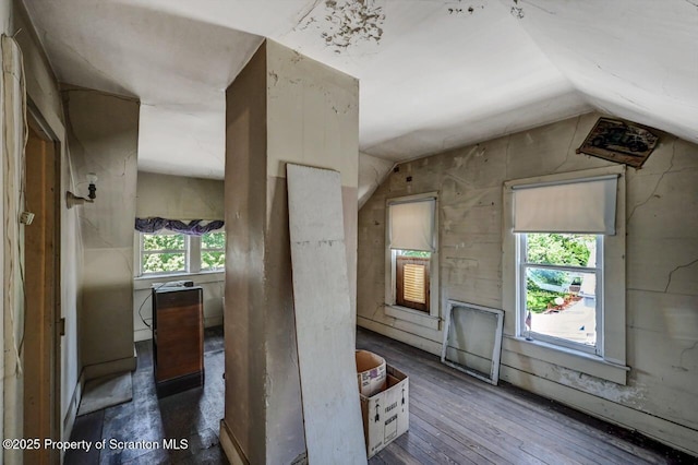 126-128 S Rebecca Ave S, Scranton, PA 18504 - hallway with lofted ceiling and hardwood / wood-style flooring