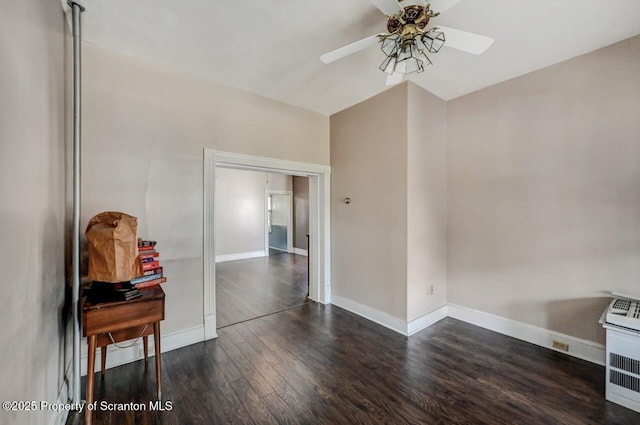 126-128 S Rebecca Ave S, Scranton, PA 18504 - empty room with a ceiling fan, dark wood-type flooring, and baseboards