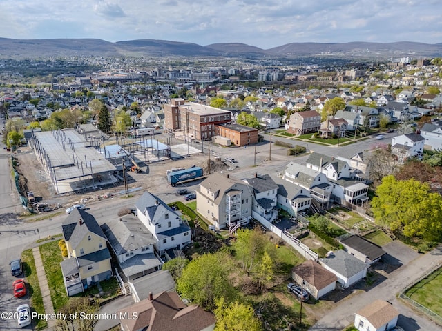 bird's eye view with a mountain view